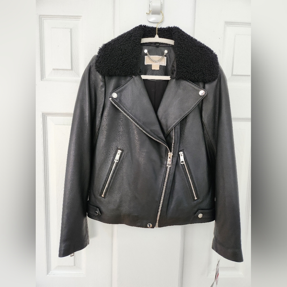 Michael Kors Leather Moto Jacket
